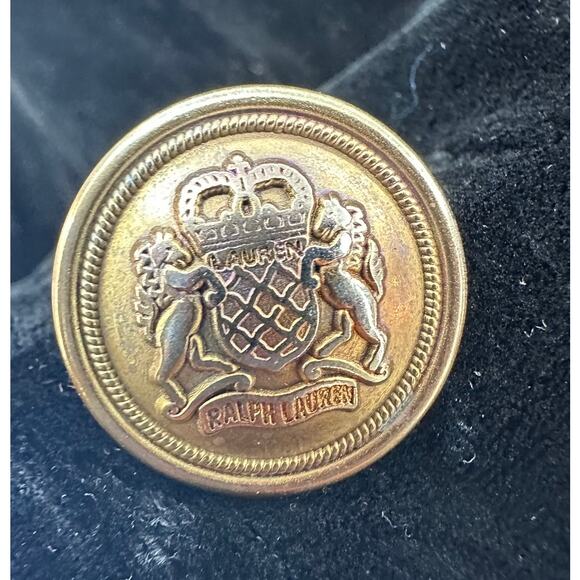 VTG LRL Ralph Lauren Womens 10 Double Breasted Velvet Blazer Gold Buttons - Picture 5 of 13